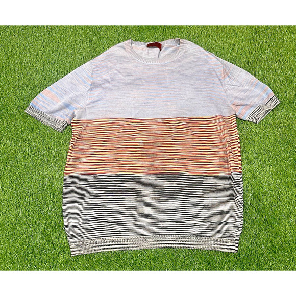 Missoni Made Italy Striped Knit T-Shirt Cotton Viscose S Vintage 2000s Designer - Picture 1 of 8